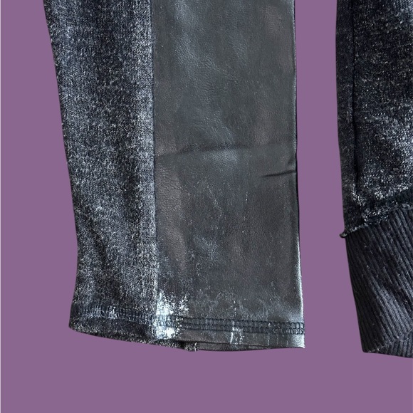 Miss Me Woman’s Large Sweater Jacket Goth Studded Heather Black Faux Leather Y2K - Picture 8 of 9